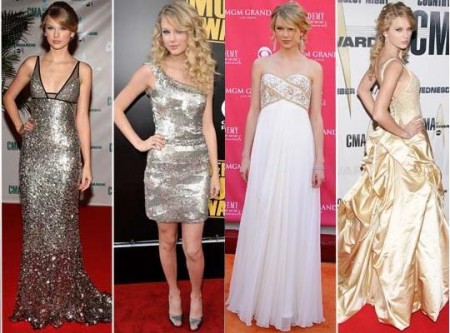 Taylor Swift no tapete vermelho. Curtos, longos, brilhantes ou não, os vestidos arrasam!